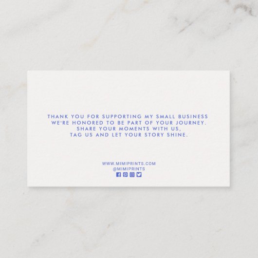 Blue Modern, social media  icons thank you card  Visitekaartje (Achterkant)