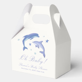 Blue Modern Summer Dolphin Stars Baby shower Bedankdoosjes
