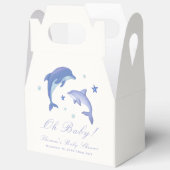 Blue Modern Summer Dolphin Stars Baby shower Bedankdoosjes (Open)