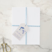 Blue Modern Summer Dolphin Stars Baby shower Cadeaulabel (Met Touw)