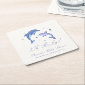 Blue Modern Summer Dolphin Stars Baby shower Kartonnen Onderzetters (Schuin)