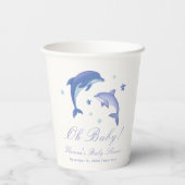 Blue Modern Summer Dolphin Stars Baby shower Papieren Bekers (Achterkant)