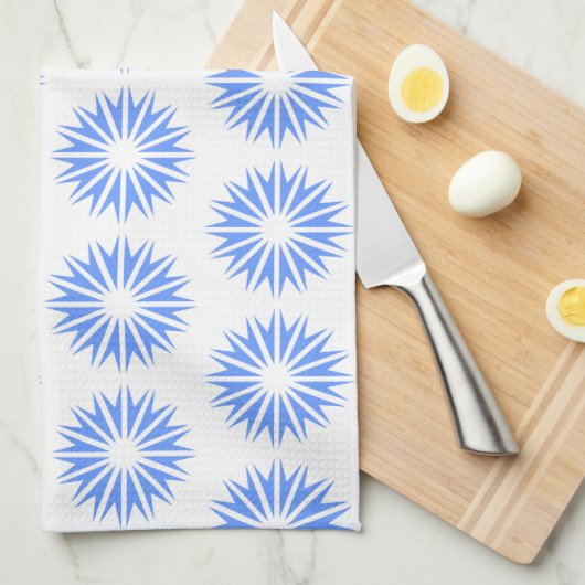 Blue Modern Sunbursts Theedoek (Quarter Fold)