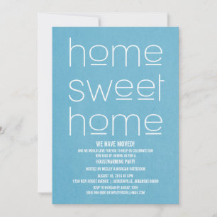 Blue Modern Sweet Home Housewarming Party Kaart
