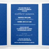 Blue Modern Textured Photo Afstuderen Drieluik Uitnodiging (Binnenkant midden)