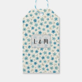 Blue Modern tiny flowers Cadeaulabel (Voorkant)
