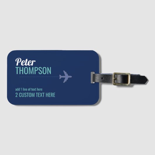 Blue Modern Traveler Name identifier Bagagelabel (Voorkant (horizontaal))