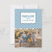 Blue Modern Triangles Holiday Photo Card Kaart (Voorkant)