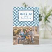 Blue Modern Triangles Holiday Photo Card Kaart (Staand voorkant)