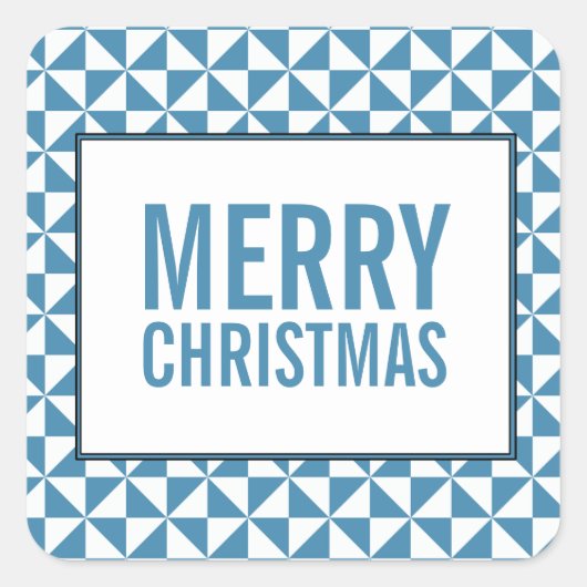 Blue Modern Triangles Holiday Stickers (Voorkant)