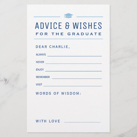 Blue Modern Typografie Afstuderen advies & wensen (Voorkant)