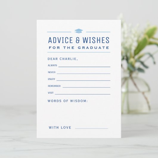 Blue Modern Typography Graduate advice & wishes  Advieskaart (Staand voorkant)