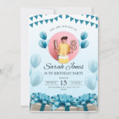Blue Modern verjaardagsfeest uitnodiging (Voorkant)