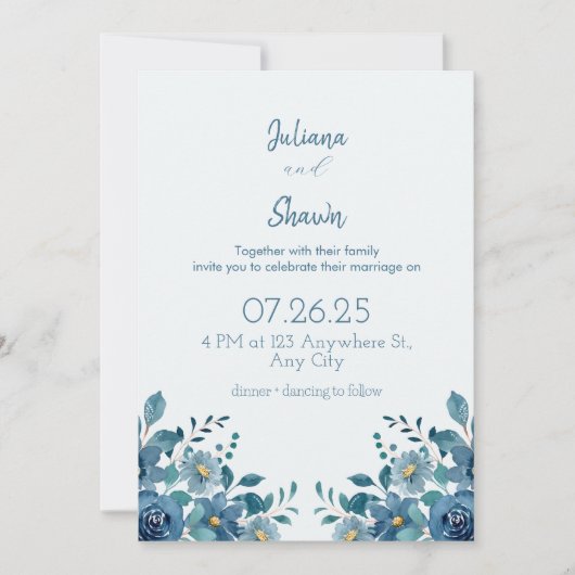 Blue Modern Virtual Wedding Uitnodiging (Voorkant)