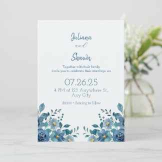 Blue Modern Virtual Wedding Uitnodiging
