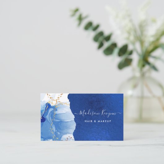 Blue Modern Waterverf Visitekaartje (Staand voorkant)