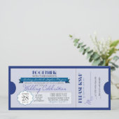 Blue Modern Wedding Ticket uitnodiging (Staand voorkant)