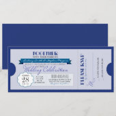 Blue Modern Wedding Ticket uitnodiging (Voorkant / Achterkant)