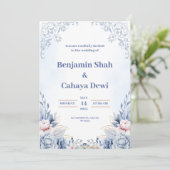 Blue Modern Wedding Uitnodiging (Staand voorkant)