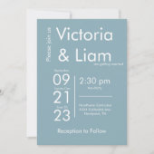 Blue Modern Wedding Uitnodiging (Voorkant)