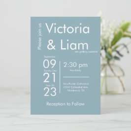 Blue Modern Wedding Uitnodiging