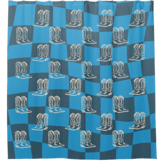 Blue Modern westerne cowboylaarzen Douchegordijn (Voorkant)