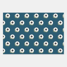 Blue Modern Wreath Custom bedrijf logo Inpakpapier Vel