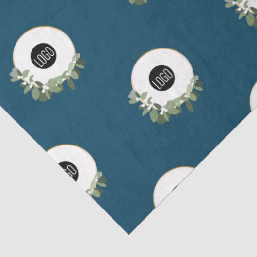Blue Modern Wreath Custom bedrijf logo Tissuepapier (Detail)