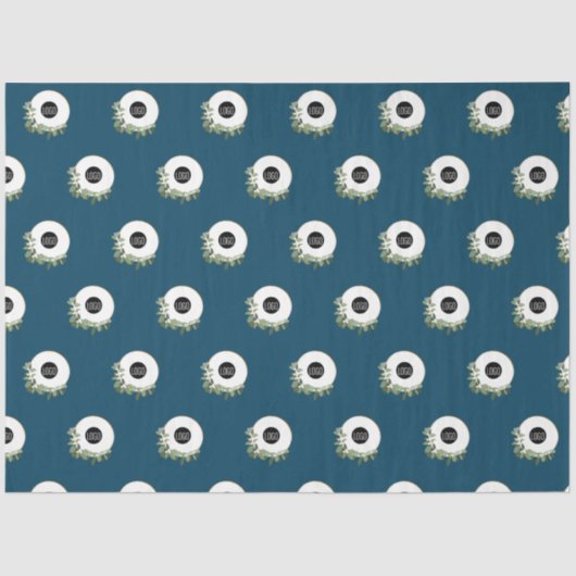 Blue Modern Wreath Custom bedrijf logo Tissuepapier (Voorkant)