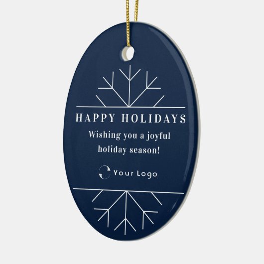 Blue Moderne Kerstmis Business Logo QR-code Chic Keramisch Ornament (Links)