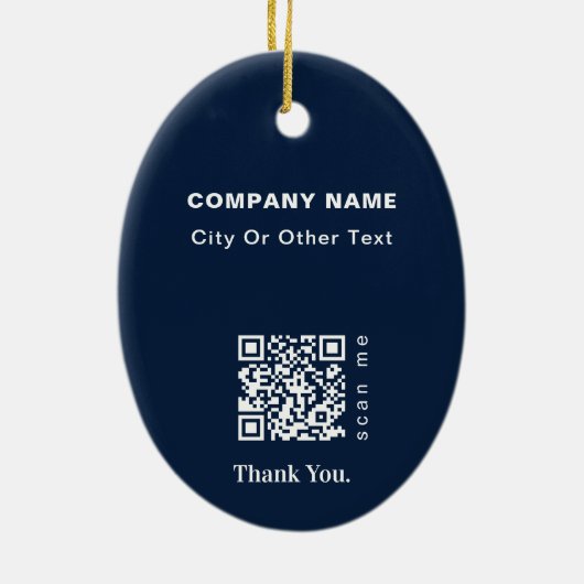Blue Moderne Kerstmis Business Logo QR-code Chic Keramisch Ornament (Achterkant)