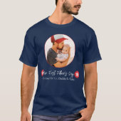 Blue Moderne Simple Cute papa First Fathers Day T-shirt (Voorkant)