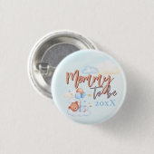 Blue Mommy wordt Teddy Bear Baby shower Button (Voorkant /achterkant)