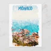 Blue Monaco Ocean Uitzicht Painting Briefkaart (Voorkant)