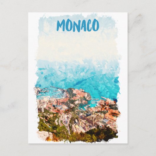 Blue Monaco Ocean Uitzicht Painting Briefkaart (Voorkant)