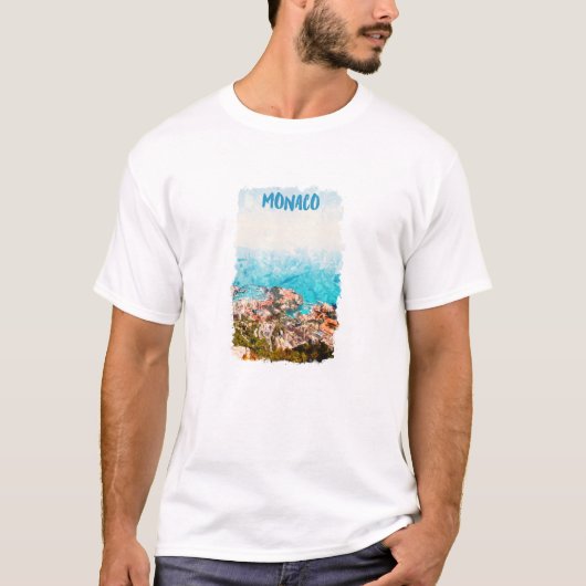 Blue Monaco Ocean Uitzicht Painting T-shirt (Voorkant)