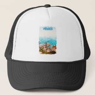 Blue Monaco Ocean Uitzicht Painting Trucker Pet