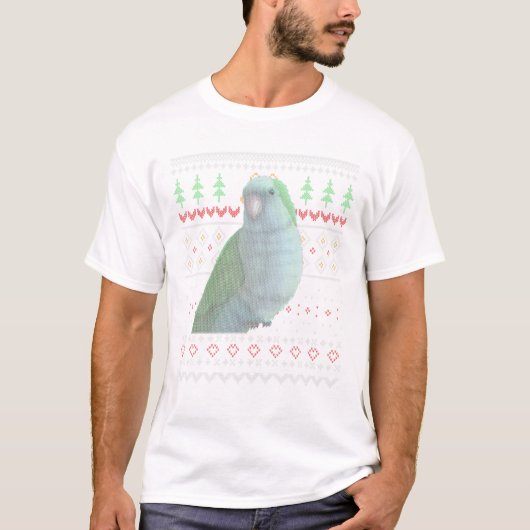 Blue Monk Paraket Ugly kerstpattern X-Mas Bi T-shirt (Voorkant)