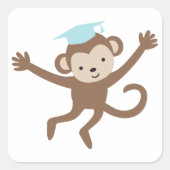 Blue Monkey Afstuderen Vierkante Sticker (Voorkant)
