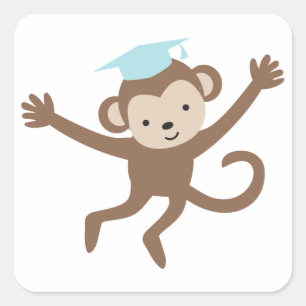 Blue Monkey Afstuderen Vierkante Sticker