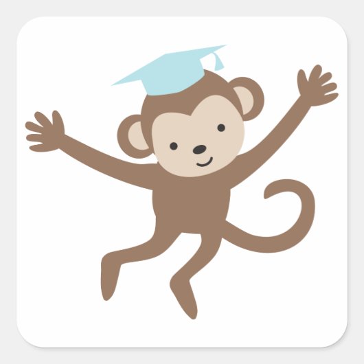 Blue Monkey Afstuderen Vierkante Sticker (Voorkant)