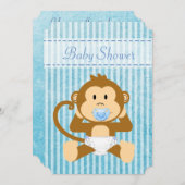 Blue Monkey Baby shower Het Een Jongen Uitnodiging (Voorkant / Achterkant)