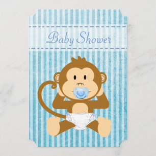 Blue Monkey Baby shower Het Een Jongen Uitnodiging