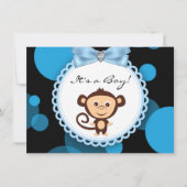 Blue Monkey Baby shower Kaart (Voorkant)