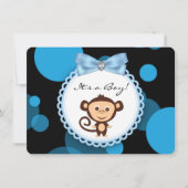 Blue Monkey Baby shower Kaart (Voorkant)