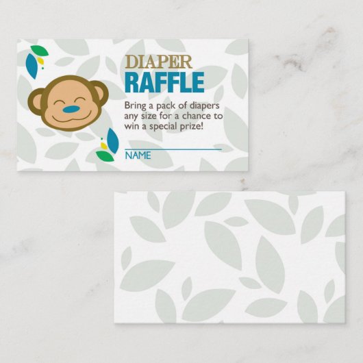 Blue Monkey Luier Raffle Ticket Informatiekaartje (Voorkant / Achterkant)