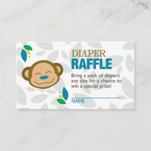 Blue Monkey Luier Raffle Ticket Informatiekaartje (Voorkant)