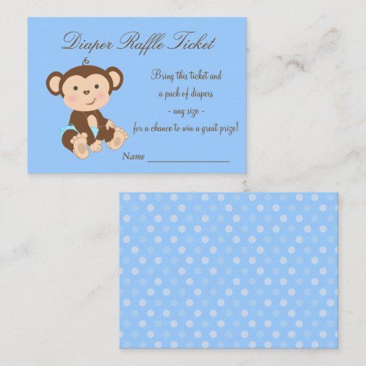 Blue Monkey Luier Raffle Tickets Informatiekaartje (Voorkant / Achterkant)
