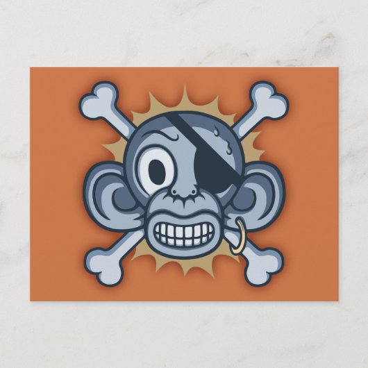 Blue Monkey Pirate Briefkaart (Voorkant)