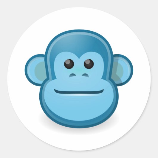 Blue Monkey Ronde Sticker (Voorkant)